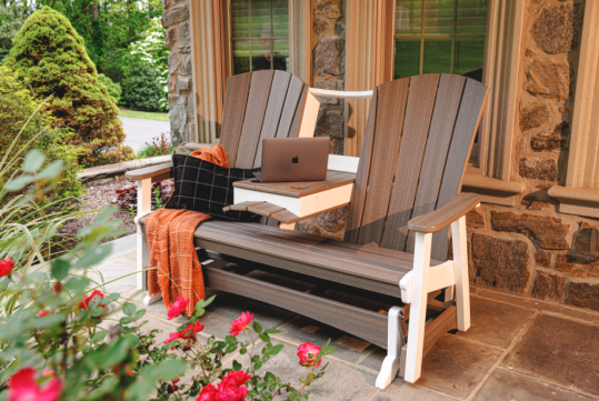 outdoor glider on porch
