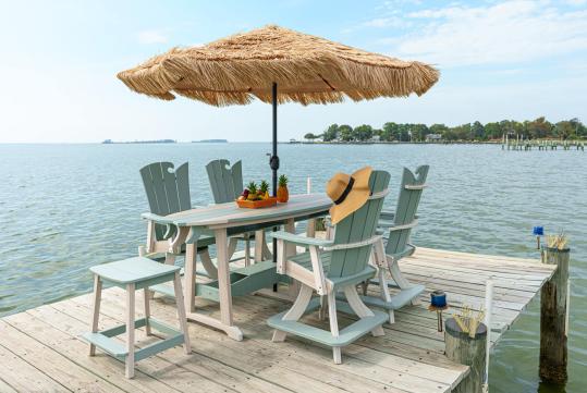 outdoor poly table set on the dock