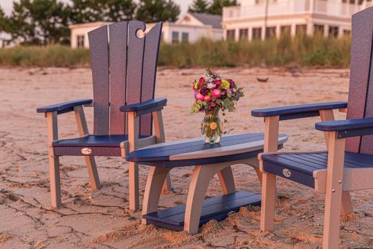 outdoor poly coffee table on beach