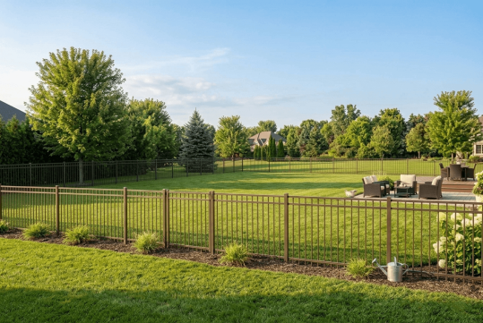 Bronze Aluminum Fence Installed in Backyard