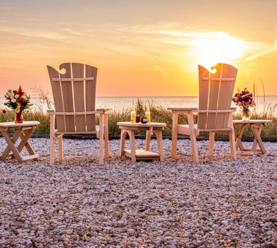 outdoor poly furniture at the beach