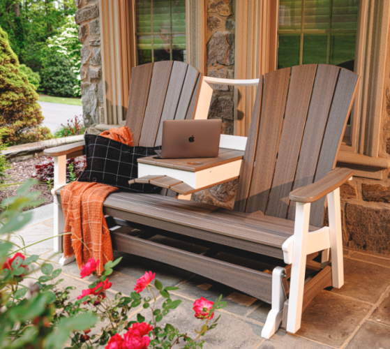 outdoor glider on porch