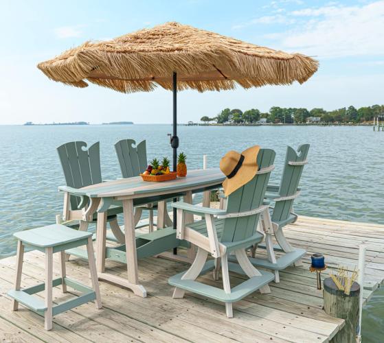 outdoor poly table set on the dock