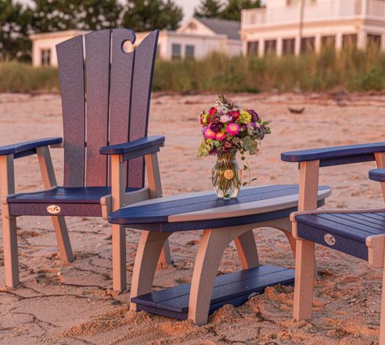 outdoor poly coffee table on beach