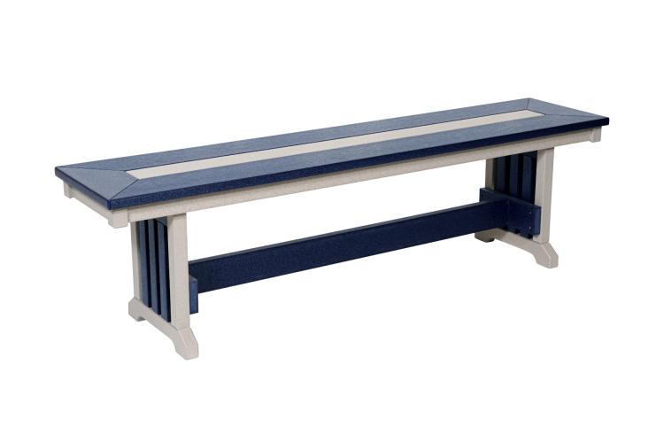 Seabreak mission outdoor poly bench blue and white