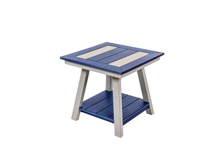 Seabreak 22" Square End Table Blue and White