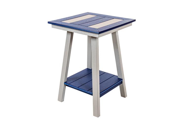 Seabreak 34" Square End Table Blue and White