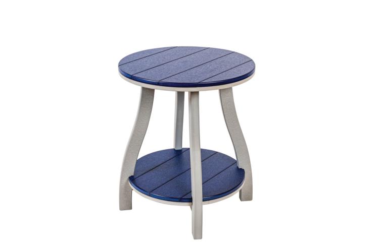 Serenity 28" Round End Table Blue & White