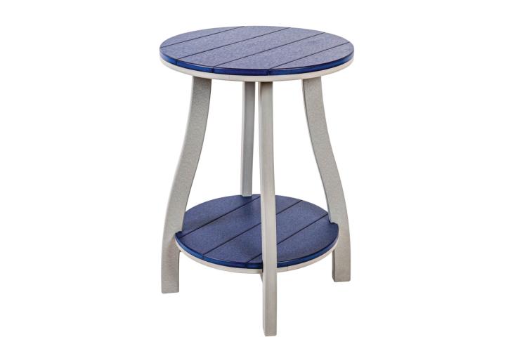 Serenity 34" Round End Table Blue & White