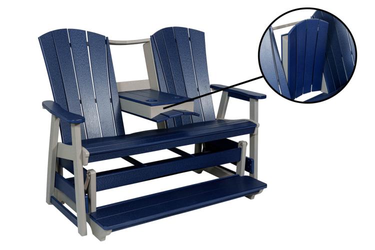 Serenity Triple Counter Glider with Console (closeup) Blue & White