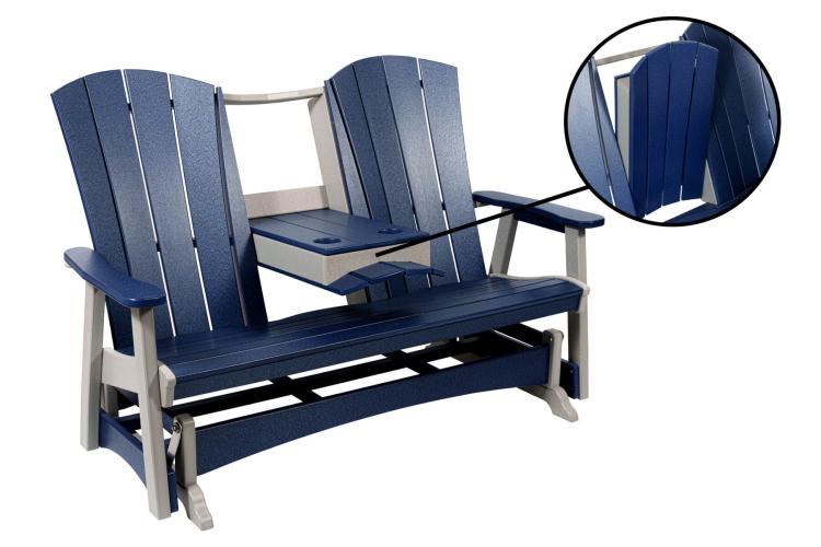 Serenity Triple Glider with Console (closeup) Blue & White
