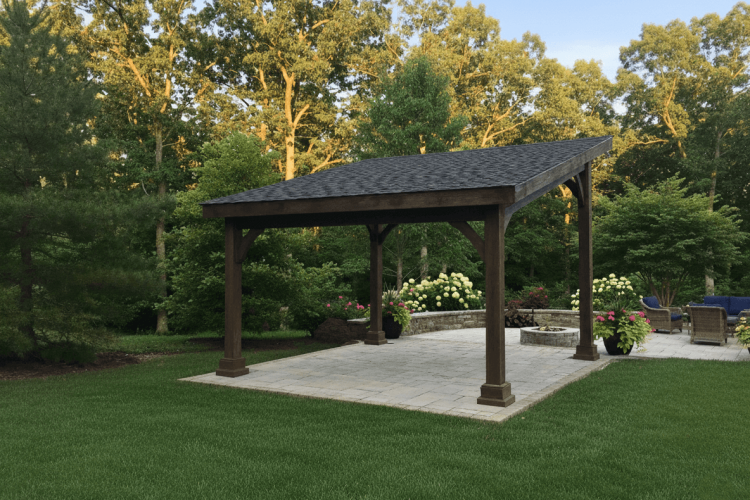 14' x 14' Lean-To Roof Wood Pavilion