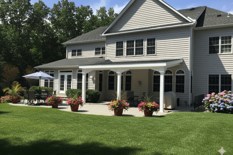 Vinyl Lean To Pavilion Attached to House